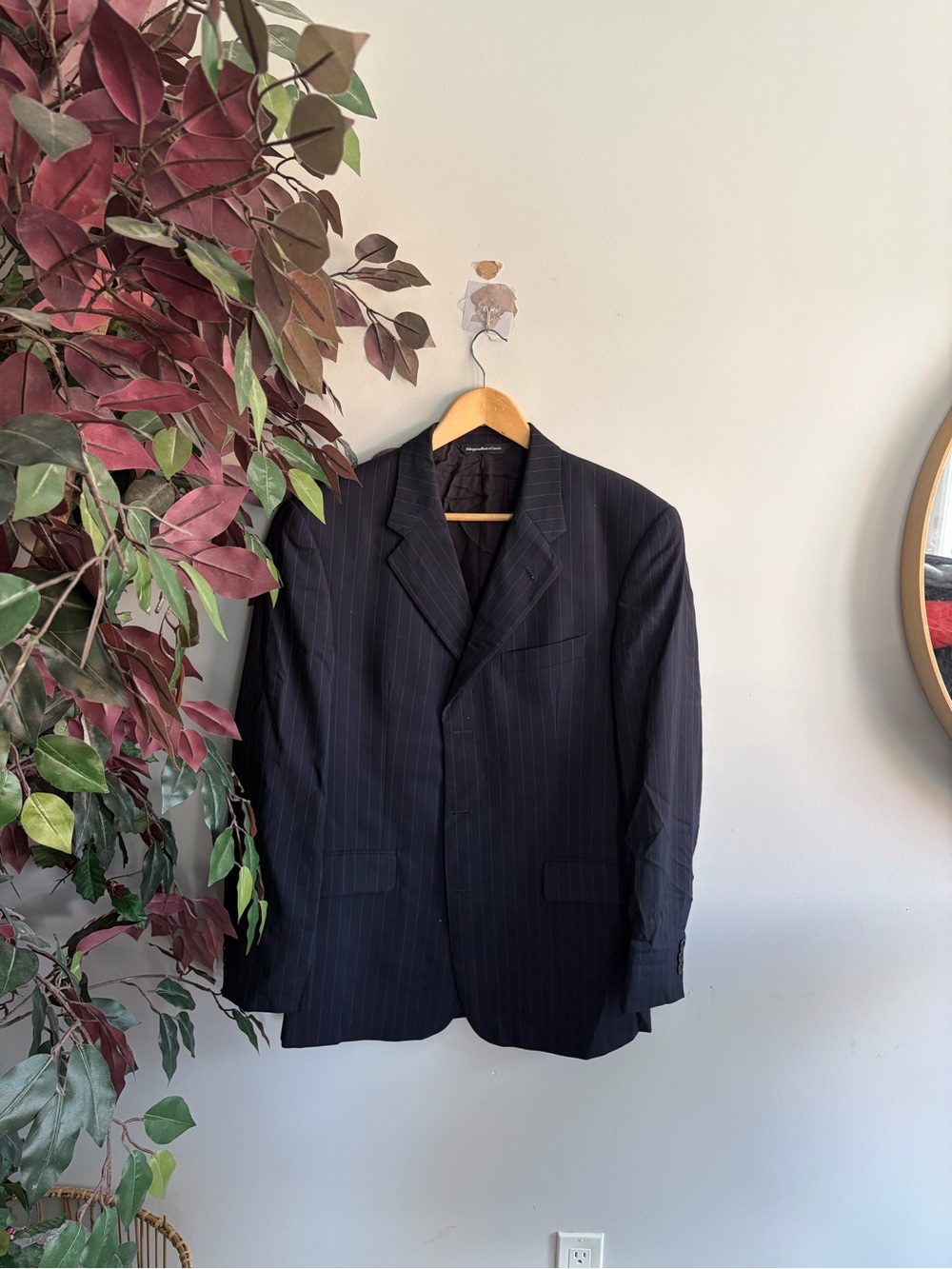 Hardy amies ermenegildo zegna Men's Black Pinstripe Blazer